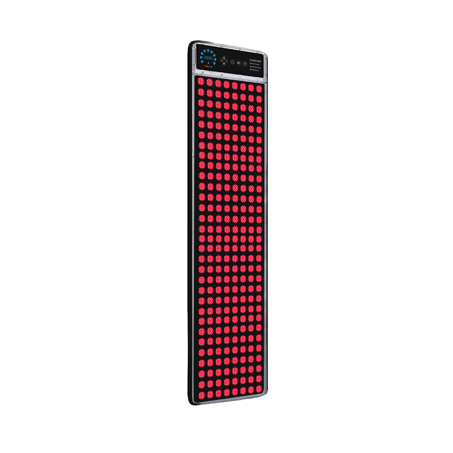 Attractive RLP272 red light sauna panel — sleek dark panel with 768 LED dots glowing