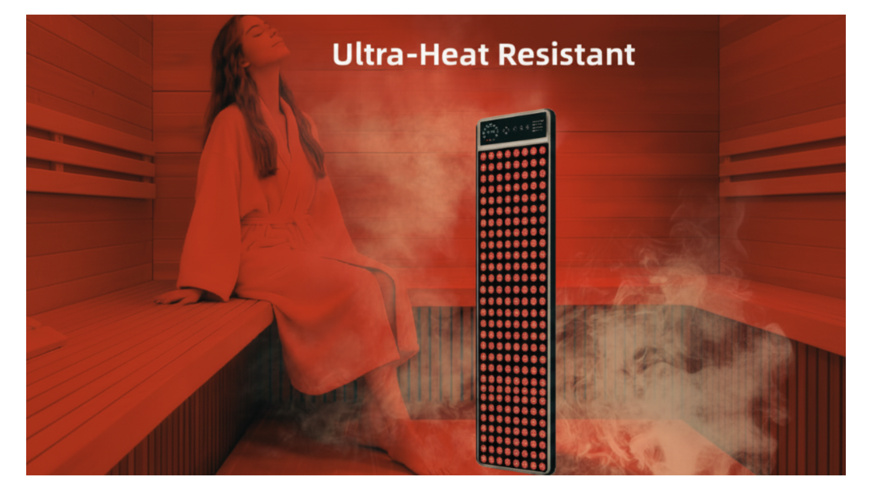 ATTRACTIVE RLP272 sauna panel front view with full LED array illuminated
